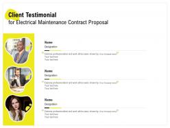 Client testimonial for electrical maintenance contract proposal ppt powerpoint slide