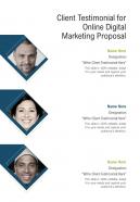 Client Testimonial For Online Digital Marketing Proposal One Pager Sample Example Document