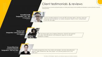 Client Testimonials And Reviews Web Design Company Profile Ppt Show Graphics Tutorials