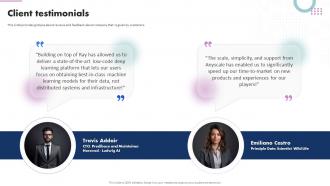 Client Testimonials Anyscale Investor Funding Elevator Pitch Deck