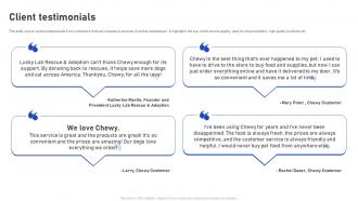 Client Testimonials Chewy Investor Funding Elevator Pitch Deck