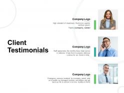 Client testimonials communication ppt powerpoint presentation model