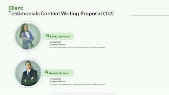 Client testimonials content writing proposal ppt structure