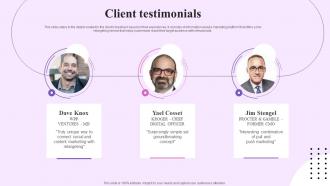 Client Testimonials Customer Retention Tool Investor Funding Elevator