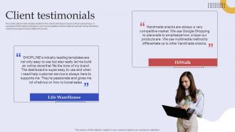 Client Testimonials E Commerce Business Investor Funding Elevator Pitch Deck
