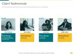 Client testimonials educational technology investor funding elevator ppt download