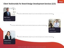 Client testimonials for brand design development services ppt images