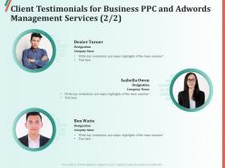 Client testimonials for business ppc and adwords management services r326 ppt icon