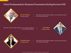 Client testimonials for business presentation styling services r261 ppt example file