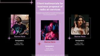 Client Testimonials For Business Proposal Of Radio Air Services