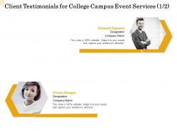 Client testimonials for college campus event services r236 ppt powerpoint maker