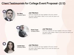 Client testimonials for college event proposal l1477 ppt powerpoint presentation rules
