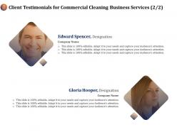 Client testimonials for commercial cleaning business services ppt ideas