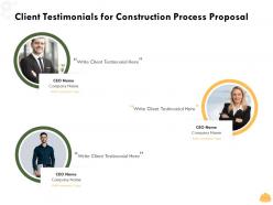 Client testimonials for construction process proposal ppt powerpoint presentation model
