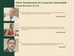 Client testimonials for corporate automobile lease services r177 ppt demonstration