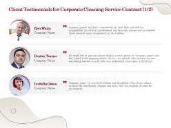 Client testimonials for corporate cleaning service contract l1764 ppt powerpoint icon