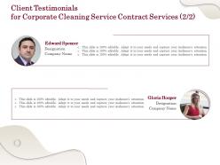 Client testimonials for corporate cleaning service contract services ppt powerpoint layout