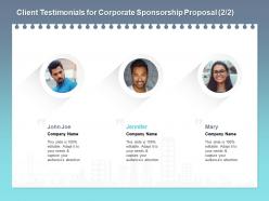 Client testimonials for corporate sponsorship proposal l1772 ppt powerpoint portfolio