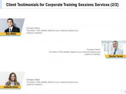 Client Testimonials For Corporate Training Sessions Services R121 Ppt Outline