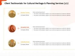 Client testimonials for cultural heritage and planning services r329 ppt icon