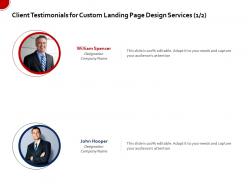 Client testimonials for custom landing page design services r246 ppt clipart