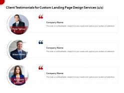Client testimonials for custom landing page design services r247 ppt layouts