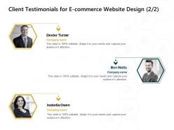 Client testimonials for e commerce website design editable ppt powerpoint presentation background
