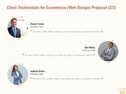 Client testimonials for ecommerce web design proposal ppt powerpoint outline