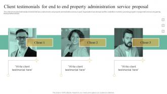Client Testimonials For End To End Property Administration Service Proposal