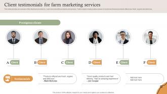 Client Testimonials For Farm Marketing Services Farm Services Marketing Strategy SS V
