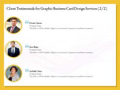 Client testimonials for graphic business card design services r337 ppt inspiration