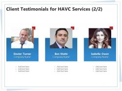 Client testimonials for havc services l1777 ppt powerpoint presentation graphic