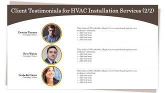 Client testimonials for hvac installation services ppt slides image