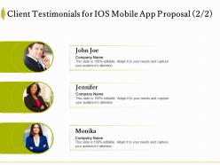 Client testimonials for ios mobile app proposal ppt powerpoint presentation images