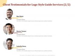 Client testimonials for logo style guide services r291 ppt powerpoint gallery portrait