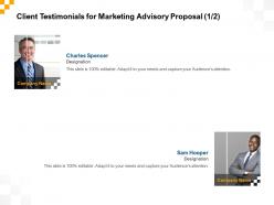 Client testimonials for marketing advisory proposal ppt powerpoint pictures