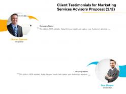 Client testimonials for marketing services advisory proposal r168 ppt file formats