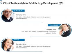 Client testimonials for mobile app development ppt powerpoint presentation professional