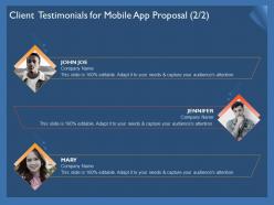 Client testimonials for mobile app proposal r303 ppt powerpoint icons