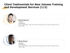 Client Testimonials For New Joinees Training And Development Services L1459 Ppt Slides
