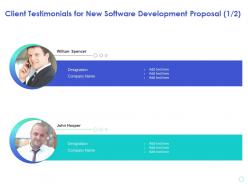 Client testimonials for new software development proposal designation ppt presentation images
