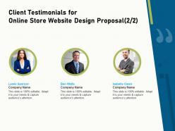 Client testimonials for online store website design proposal r181 ppt file topics