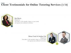 Client testimonials for online tutoring services r218 ppt powerpoint presentation icon outline