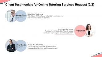 Client testimonials for online tutoring services request ppt summary file