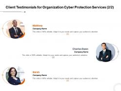 Client testimonials for organization cyber protection services l1741 ppt powerpoint pictures