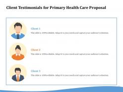 Client testimonials for primary health care proposal ppt ideas