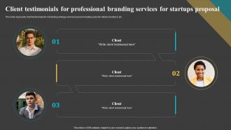 Client Testimonials For Professional Branding Services For Startups Proposal Ppt Designs