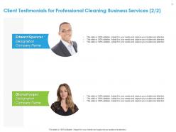 Client testimonials for professional cleaning business services r108 ppt file topics