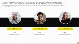 Client Testimonials For Property Management Proposal Ppt Powerpoint Presentation Styles Images