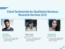 Client Testimonials For Qualitative Business Research Services R310 Ppt